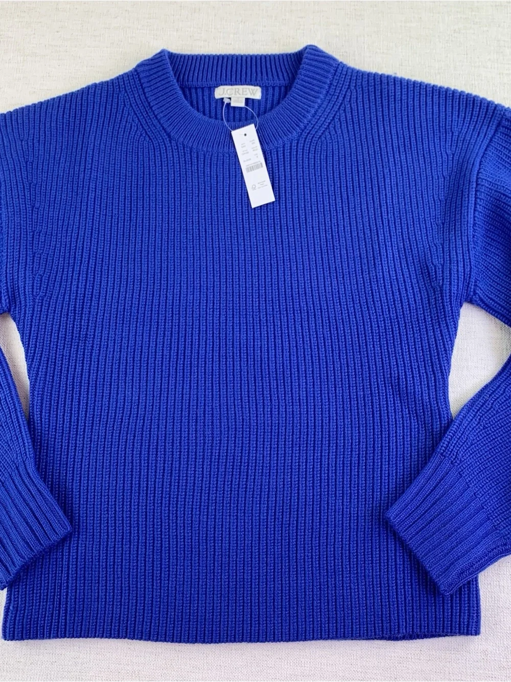 J crew women's S Fitted-waist crewneck sweater in ribbed merino wool long sleeve